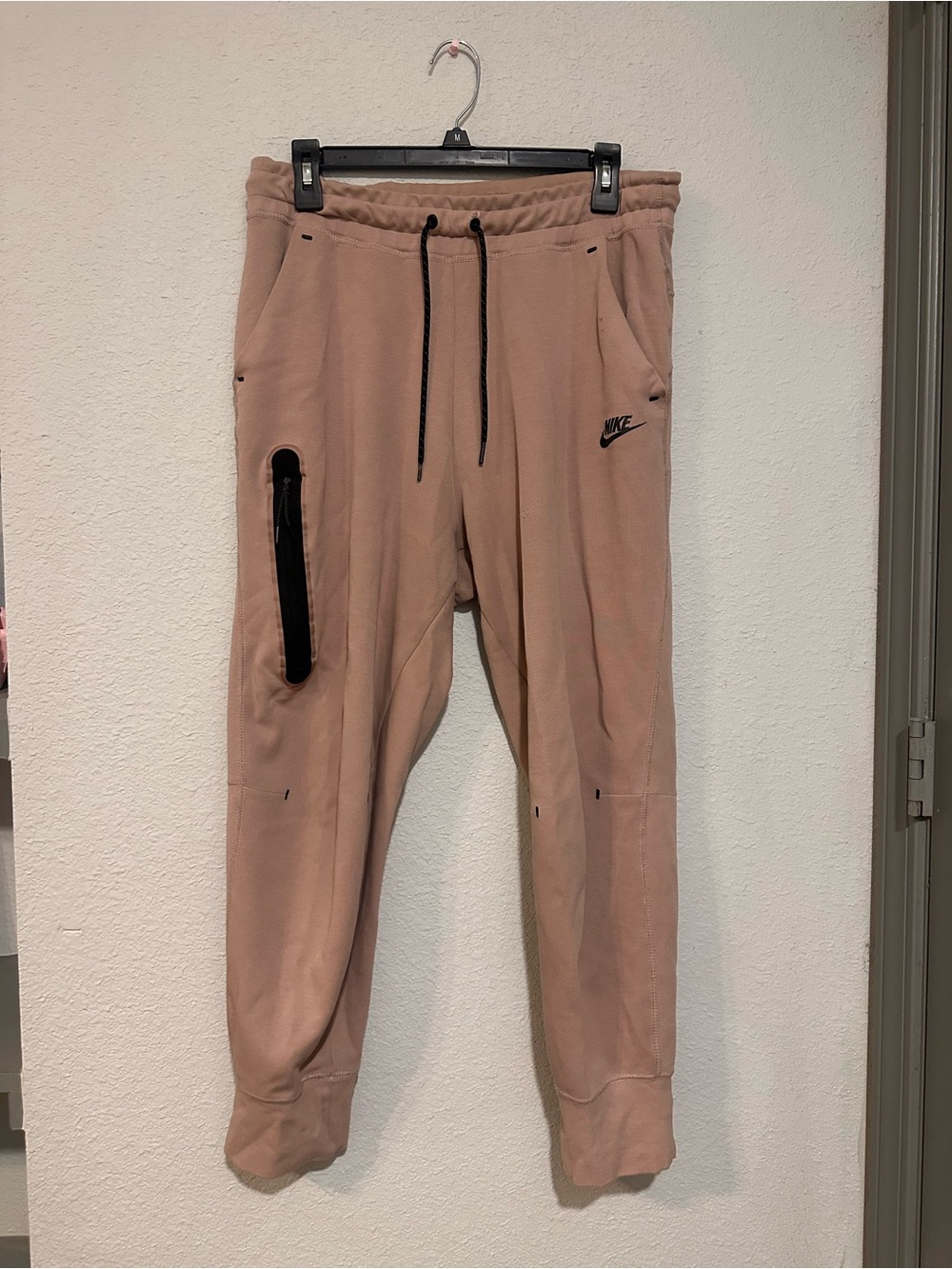 Nike Dusty Pink Fleece Joggers with Black Trim